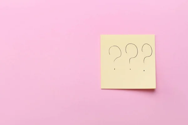 Sticky Note Question Marks Pink Background — Stock Fotó