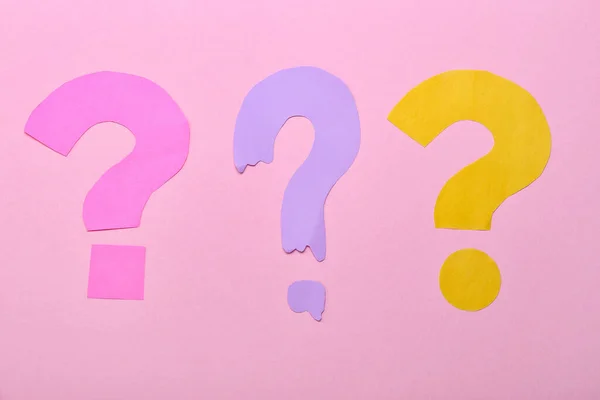 Question Marks Made Paper Pink Background — Stock Photo, Image