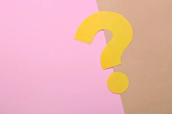 Question Mark Made Yellow Paper Color Background — Stock Photo, Image