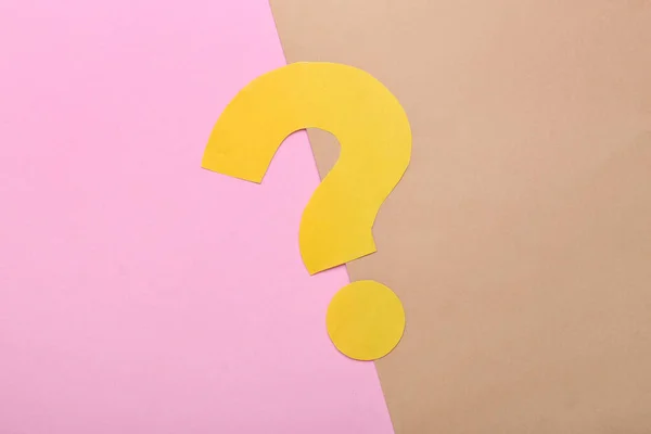 Question Mark Made Yellow Paper Color Background — Fotografia de Stock