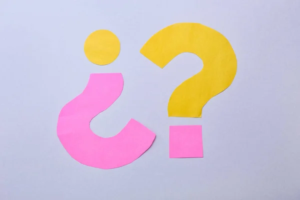 Question Marks Made Paper Grey Background — 图库照片