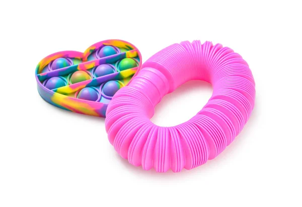 Színes Pop Tube Pop Fidget Játék Fehér Háttér — Stock Fotó