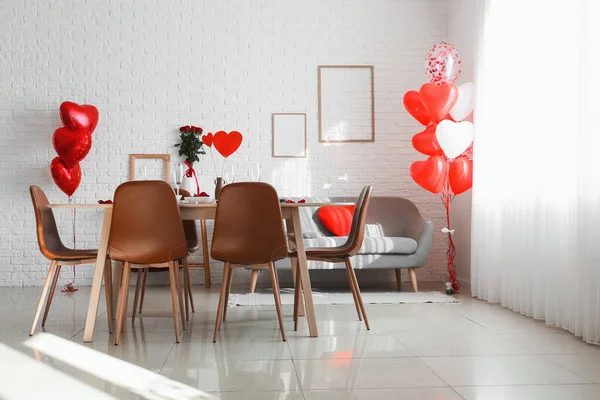 Interior Dining Room Decorated Valentine Day — стокове фото