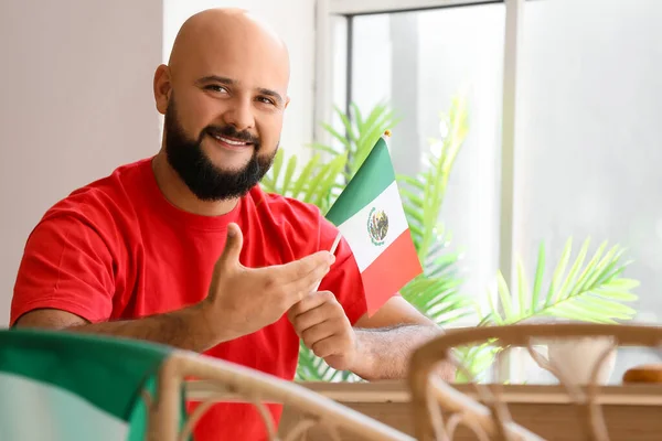 Handsome Man Flag Mexico Home — Stock Photo, Image