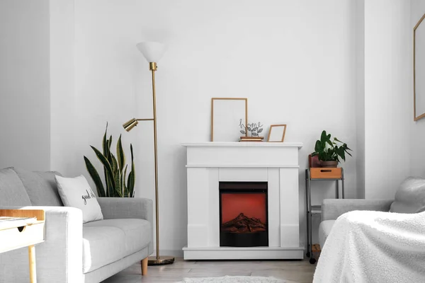 Interior Light Living Room Standard Lamp Fireplace — Stockfoto