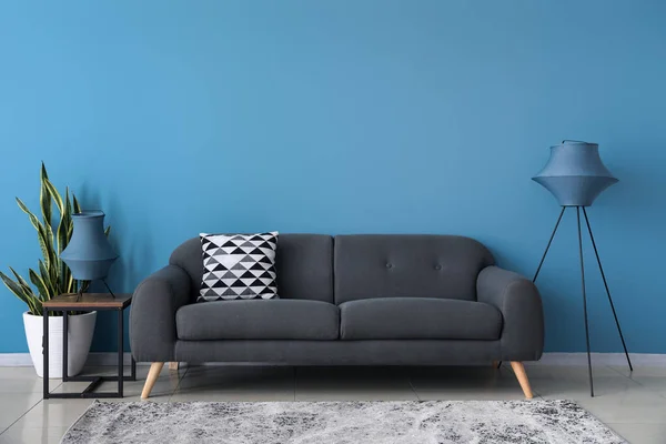 Interior Stylish Living Room Lamps Sofa — Stock Photo, Image