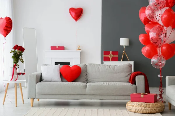 Interior Living Room Decorated Valentine Day — стокове фото