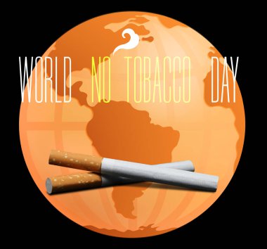 Siyah arka planda Dünya gezegenli sigaralar. Dünya Tütünsüz Günü