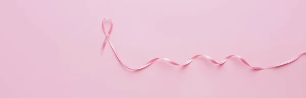 Rózsaszín Szalag Színes Háttér Helyet Szövegnek Emlőrák Tudatosságának Fogalma — Stock Fotó