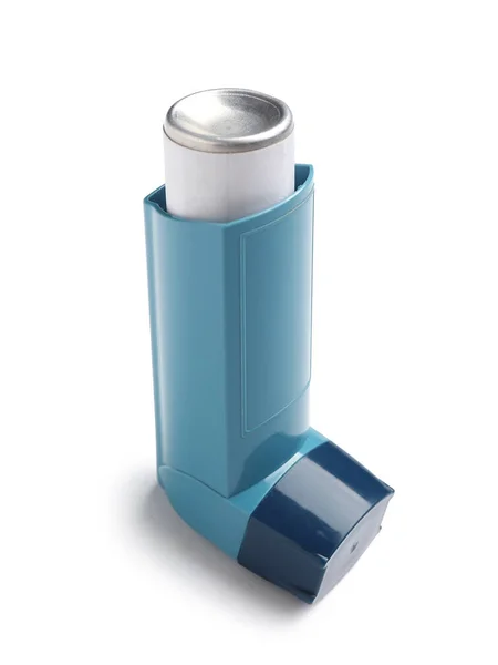 Astma Inhalátor Bílém Pozadí — Stock fotografie