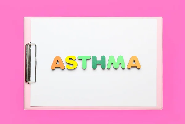 Clipboard Word Asthma Color Background — стоковое фото