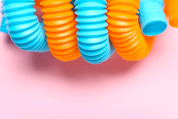 Pop Tubes Pink Background Closeup — Stock Photo, Image