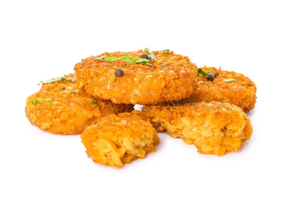 Tasty Lentil Cutlets Isolated White — Stock Photo, Image