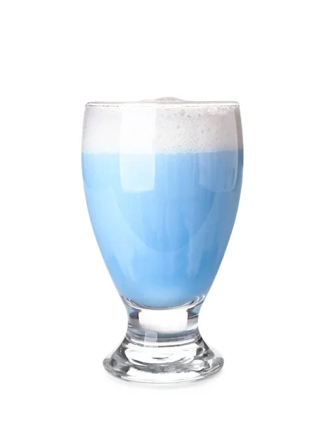 Glass Blue Matcha Latte White Background — Stock Photo, Image