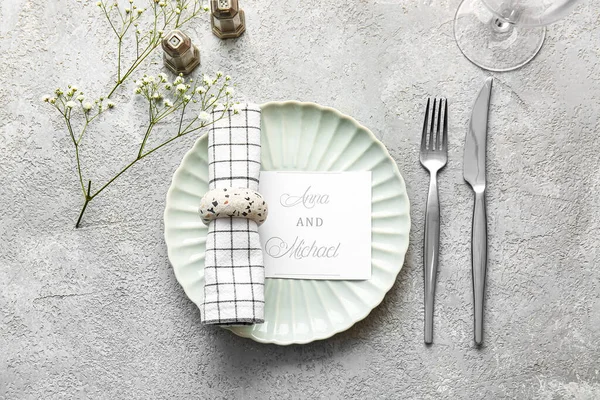 Beautiful Table Setting Wedding Invitation Light Background — Foto Stock