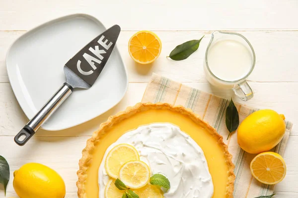 Délicieuse Tarte Citron Sur Table — Photo
