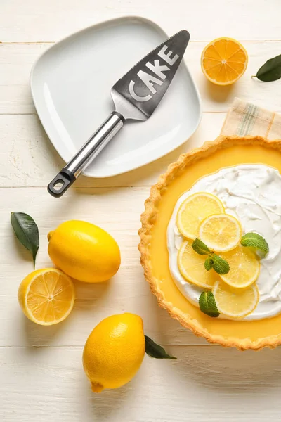Délicieuse Tarte Citron Sur Table — Photo