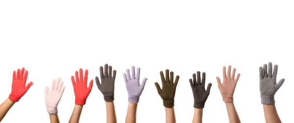Women Warm Gloves White Background — Fotografia de Stock
