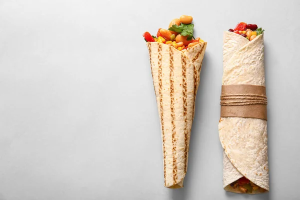 Delicious Burritos Grey Background — стоковое фото