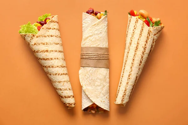 Delicious Burritos Color Background — Stock Photo, Image