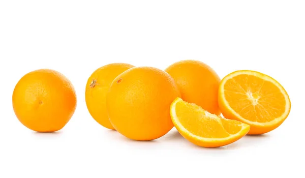 Fresh Ripe Cut Oranges White Background — Stockfoto