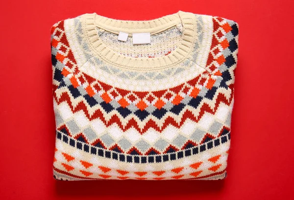 Warm Sweater Red Background — Fotografia de Stock