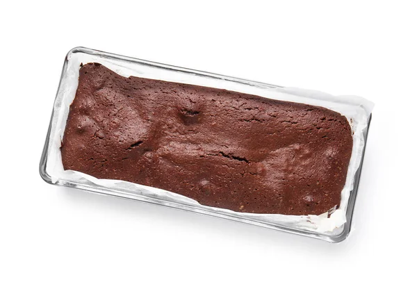 Beyaz Arka Planda Izole Edilmiş Lezzetli Çikolatalı Brownie Ile Pişirme — Stok fotoğraf