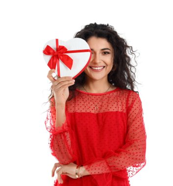 Beyaz bir geçmişi olan güzel bir genç kadın. Sevgililer Günü kutlaması