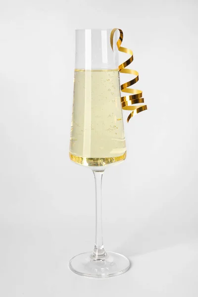 Glass Champagne Serpentine White Background — Stock Photo, Image