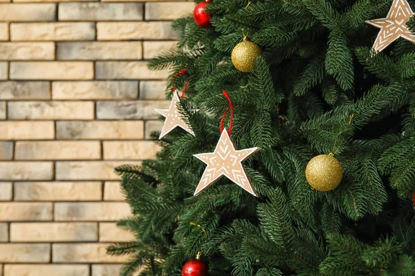 Stars Made Cardboard Hanging Christmas Tree Closeup — Foto Stock