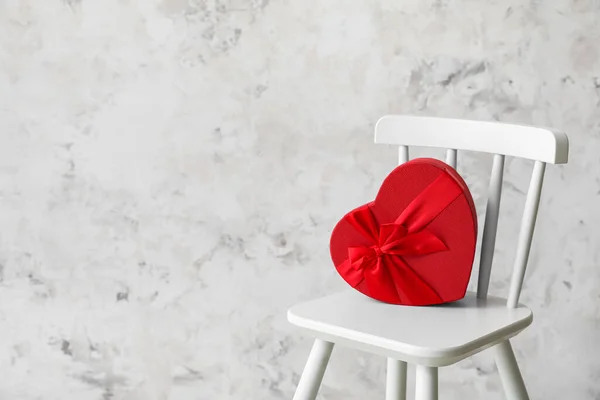Gift Valentine Day Chair Light Background — стоковое фото
