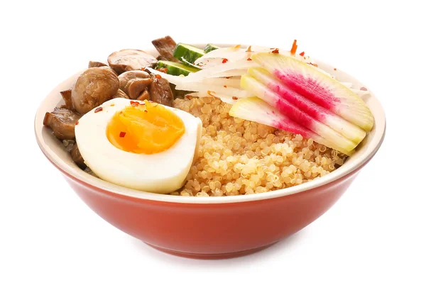 Healthy Quinoa Bowl Egg White Background — Stockfoto