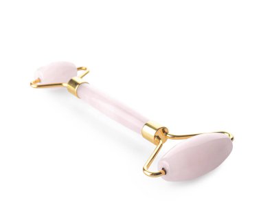 Beyaz arkaplanda yüz masajı silindiri