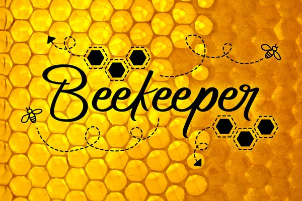 Word Beekeeper Honey Combs — Fotografia de Stock