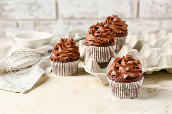 Tasty Chocolate Cupcakes Table Kitchen — Photo