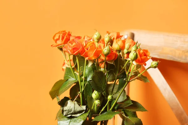 Bouquet Beautiful Orange Roses Color Background — Stock Photo, Image