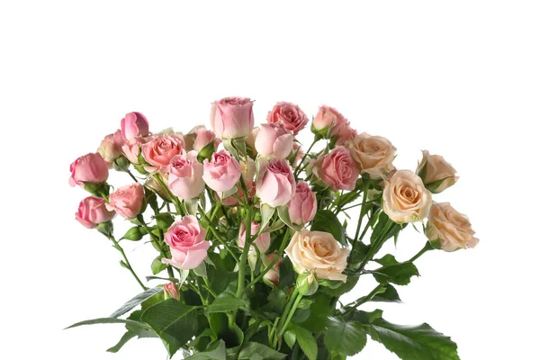 Bouquet Beautiful Fresh Roses White Background — Stock Photo, Image