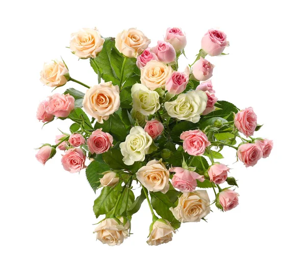 Bouquet Belle Rose Fresche Sfondo Bianco — Foto Stock