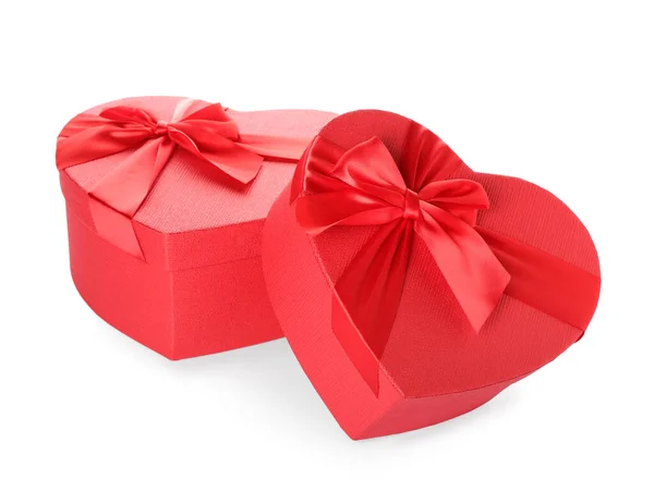 Gift Boxes Valentine Day White Background — стокове фото
