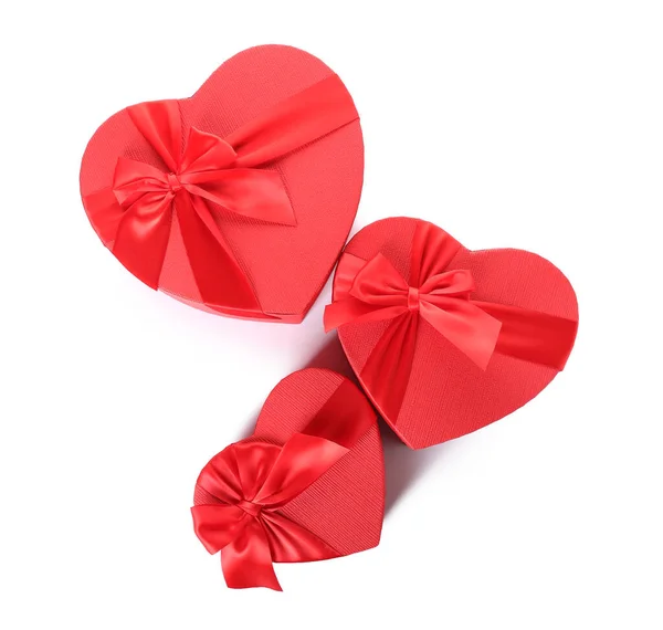 Gift Boxes Valentine Day White Background — 图库照片