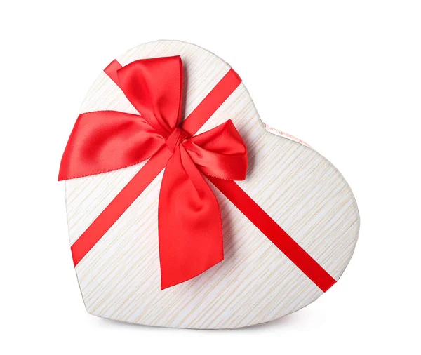 Gift Box Valentine Day White Background — Stock Photo, Image