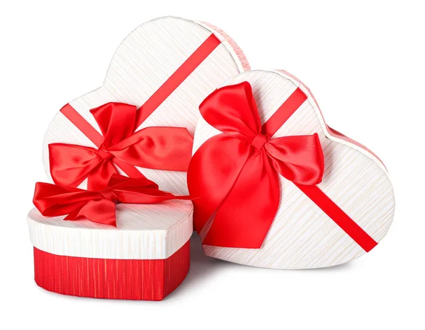 Gift Boxes Valentine Day White Background — Stock Photo, Image