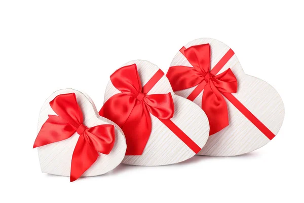 Gift Boxes Valentine Day White Background — Stock Photo, Image