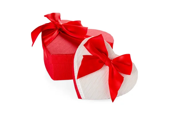 Gift Boxes Valentine Day White Background — 스톡 사진