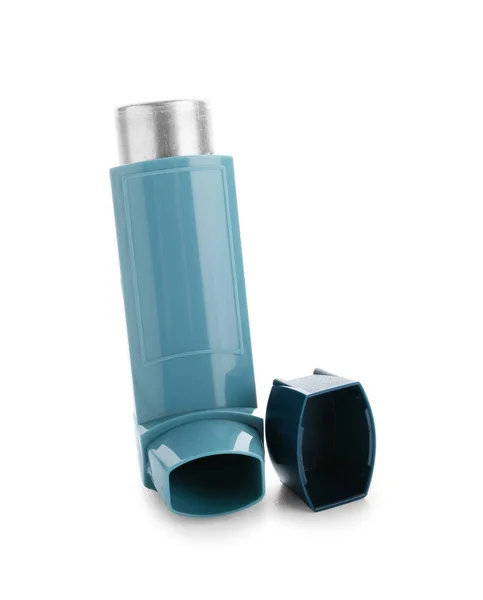 Astma Inhalátor Bílém Pozadí — Stock fotografie
