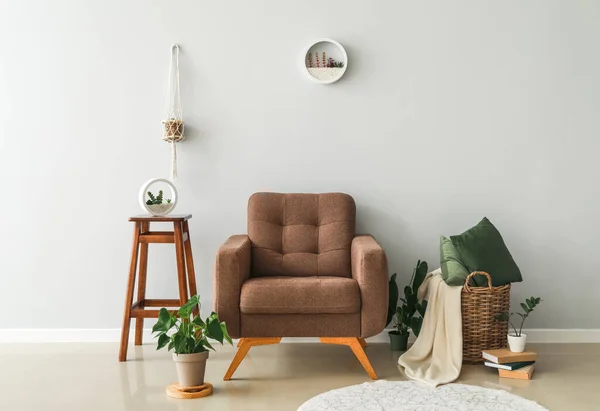 Interior Modern Room Armchair Light Wall — Stock Photo, Image