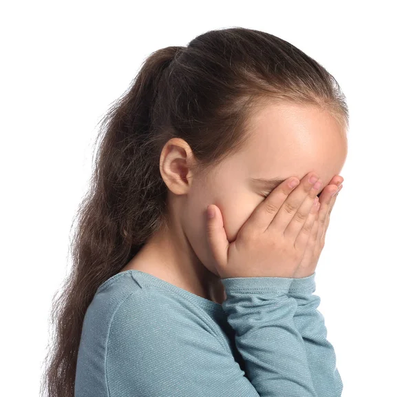 Niña Llorando Sobre Fondo Blanco —  Fotos de Stock