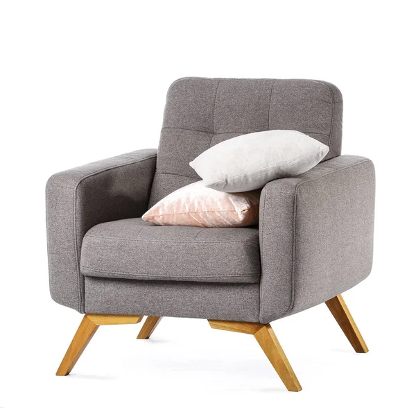 Fauteuil Met Kussens Witte Achtergrond — Stockfoto