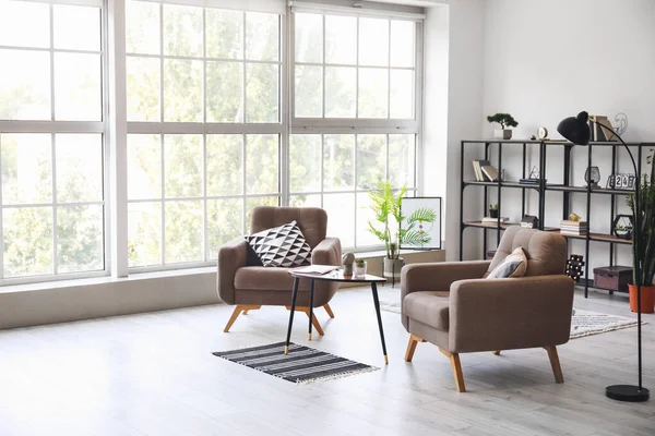 Interior Light Living Room Comfortable Armchairs — Stock Photo, Image