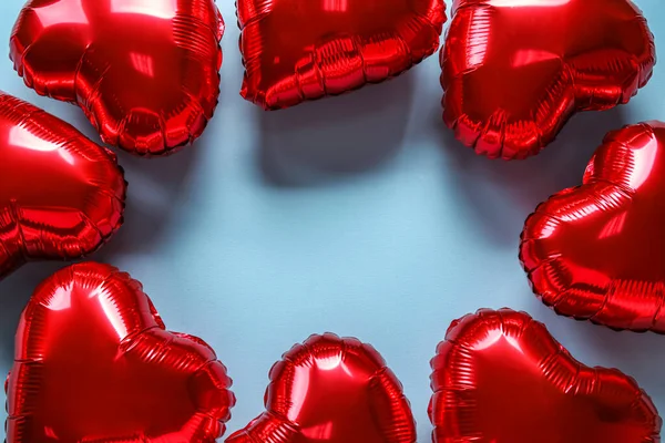 Cadre Composé Ballons Air Forme Cœur Pour Saint Valentin Sur — Photo